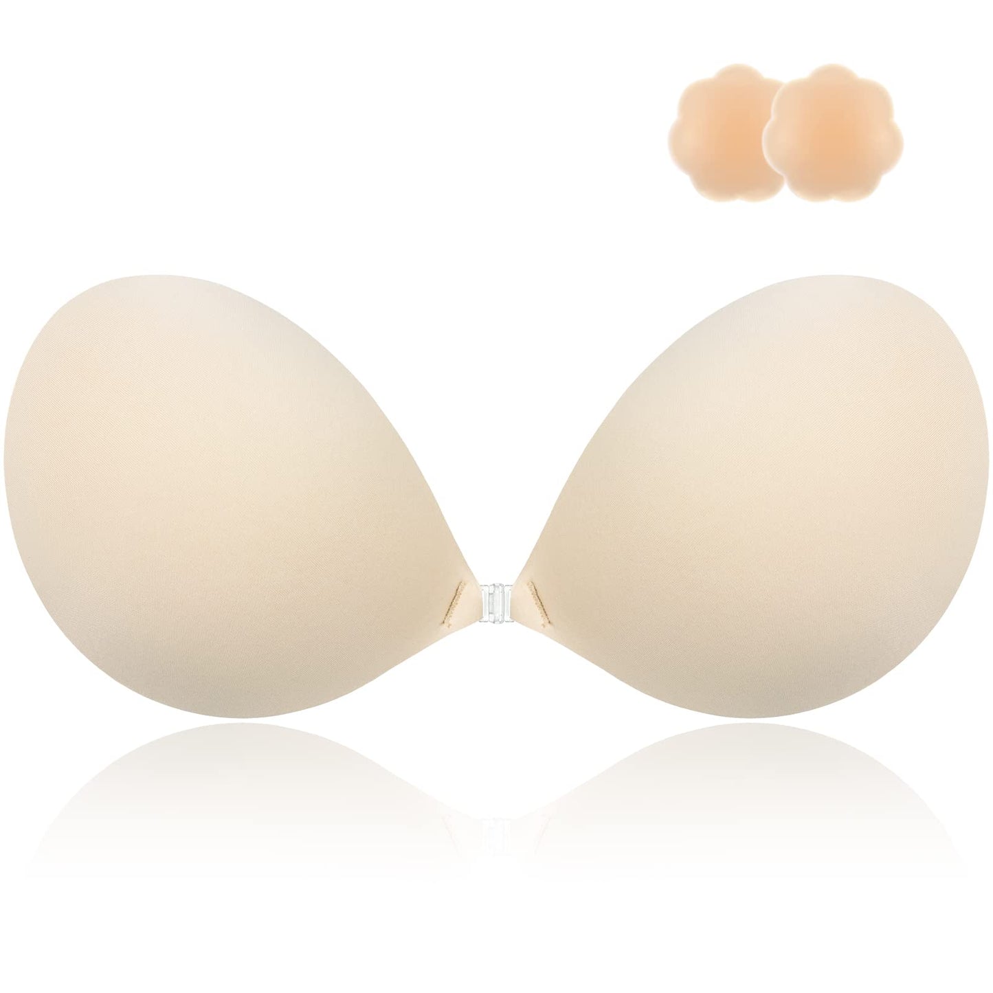 Niidor Macaron Adhesive Bra Invisible Sticky Strapless Push Up Reusable Silicone Bra for Backless Dress with Nipple Covers