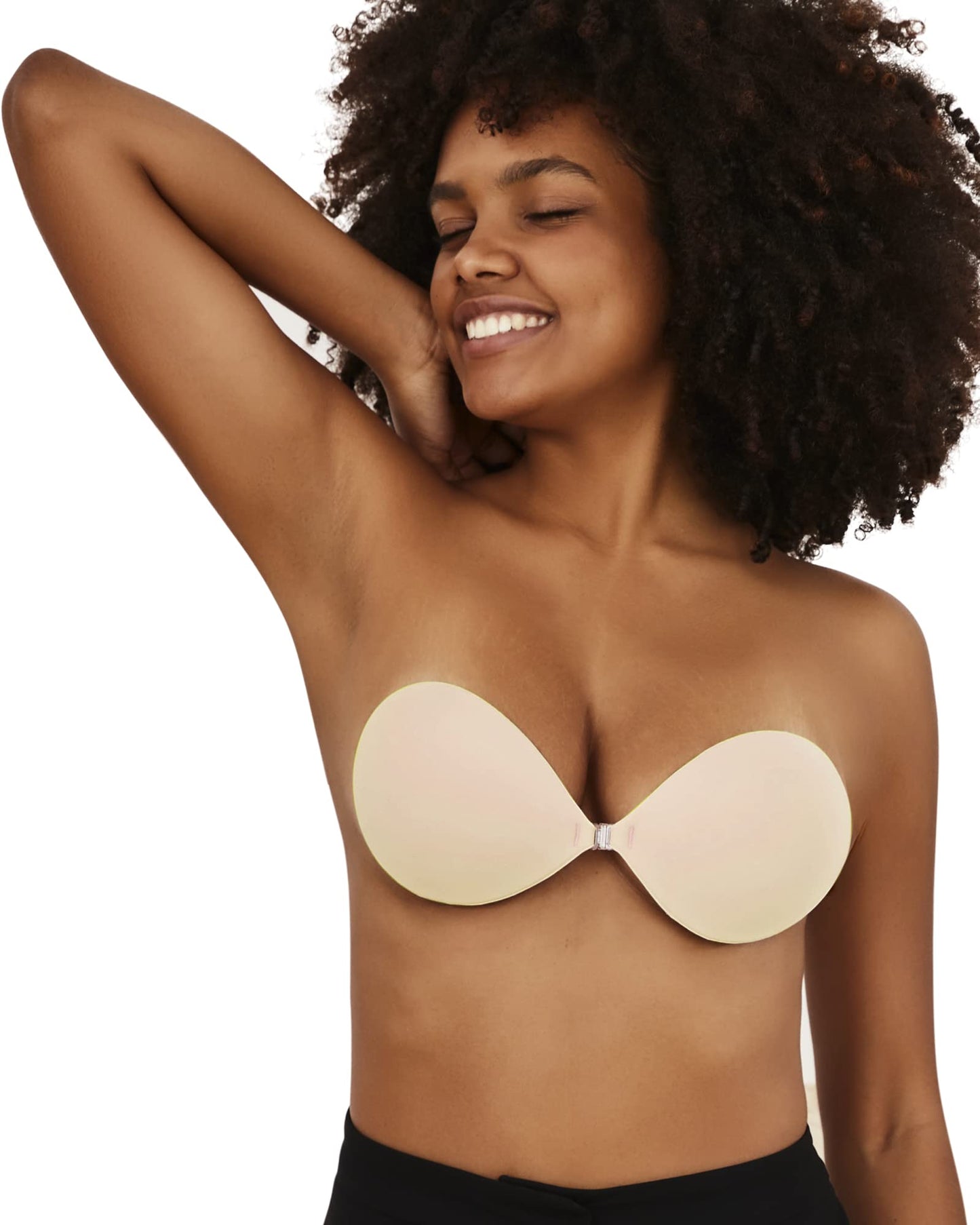Niidor Macaron Adhesive Bra Invisible Sticky Strapless Push Up Reusable Silicone Bra for Backless Dress with Nipple Covers
