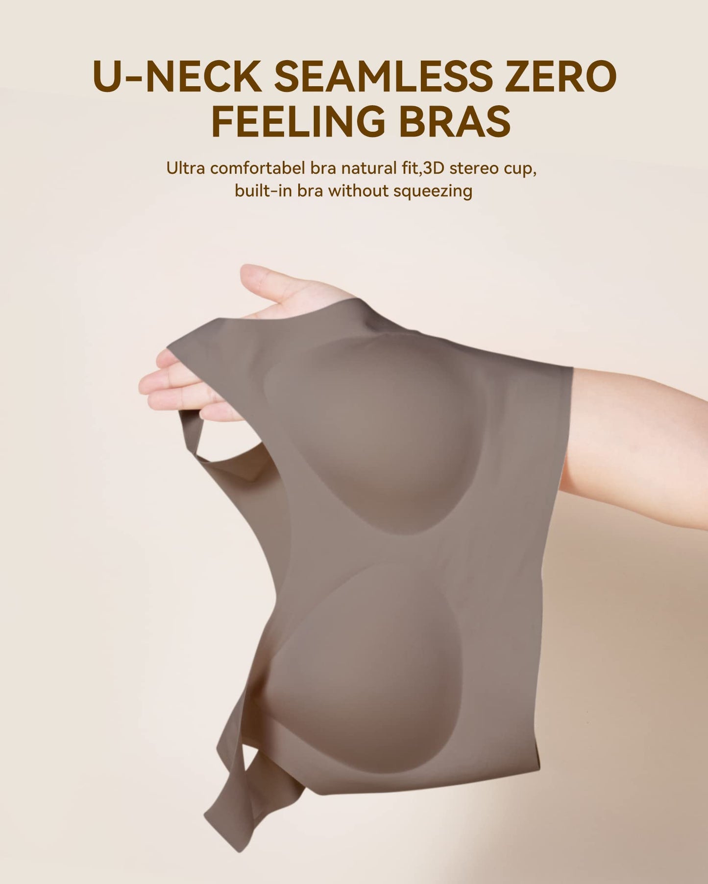 Niidor Seamless Bra for Women Invisible Wireless Soft Comfortable Daily Wire Free T-Shirt Bra with Removable Pads