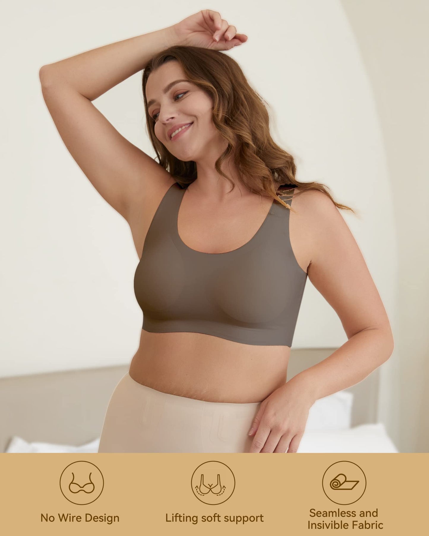 Niidor Seamless Bra for Women Invisible Wireless Soft Comfortable Daily Wire Free T-Shirt Bra with Removable Pads