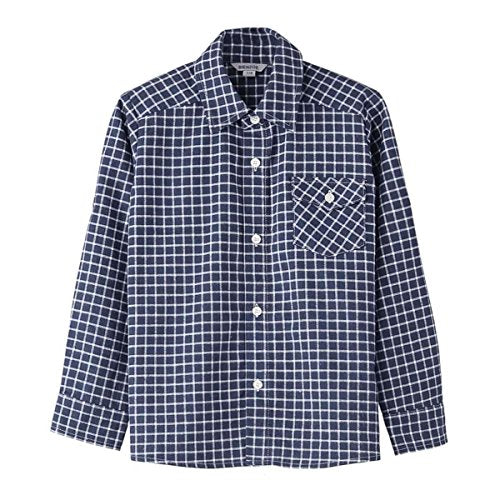 BIENZOE Jungen Warmer Flanell-Knopf Unten Langarmshirts Hemd