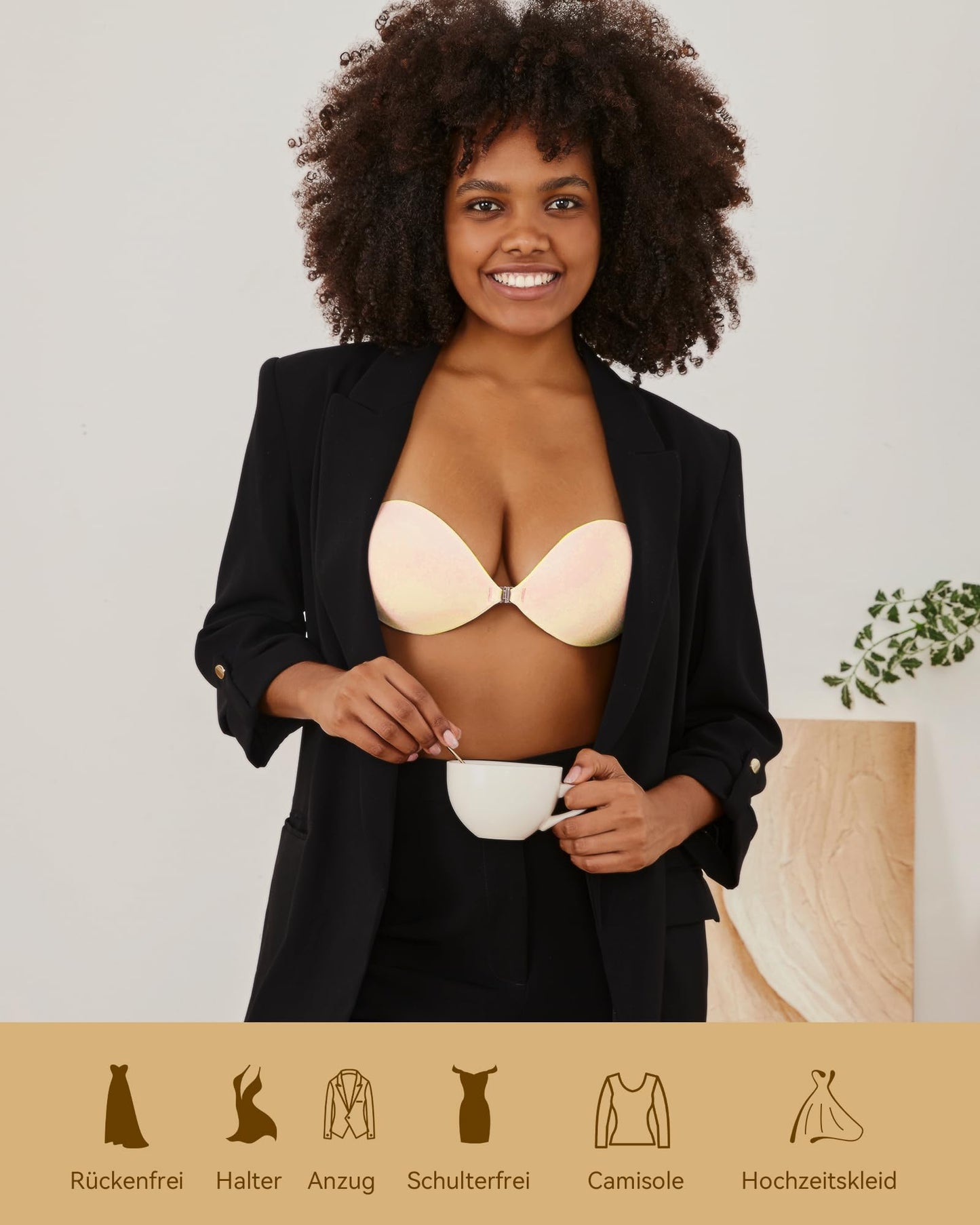 Niidor Macaron Adhesive Bra Invisible Sticky Strapless Push Up Reusable Silicone Bra for Backless Dress with Nipple Covers