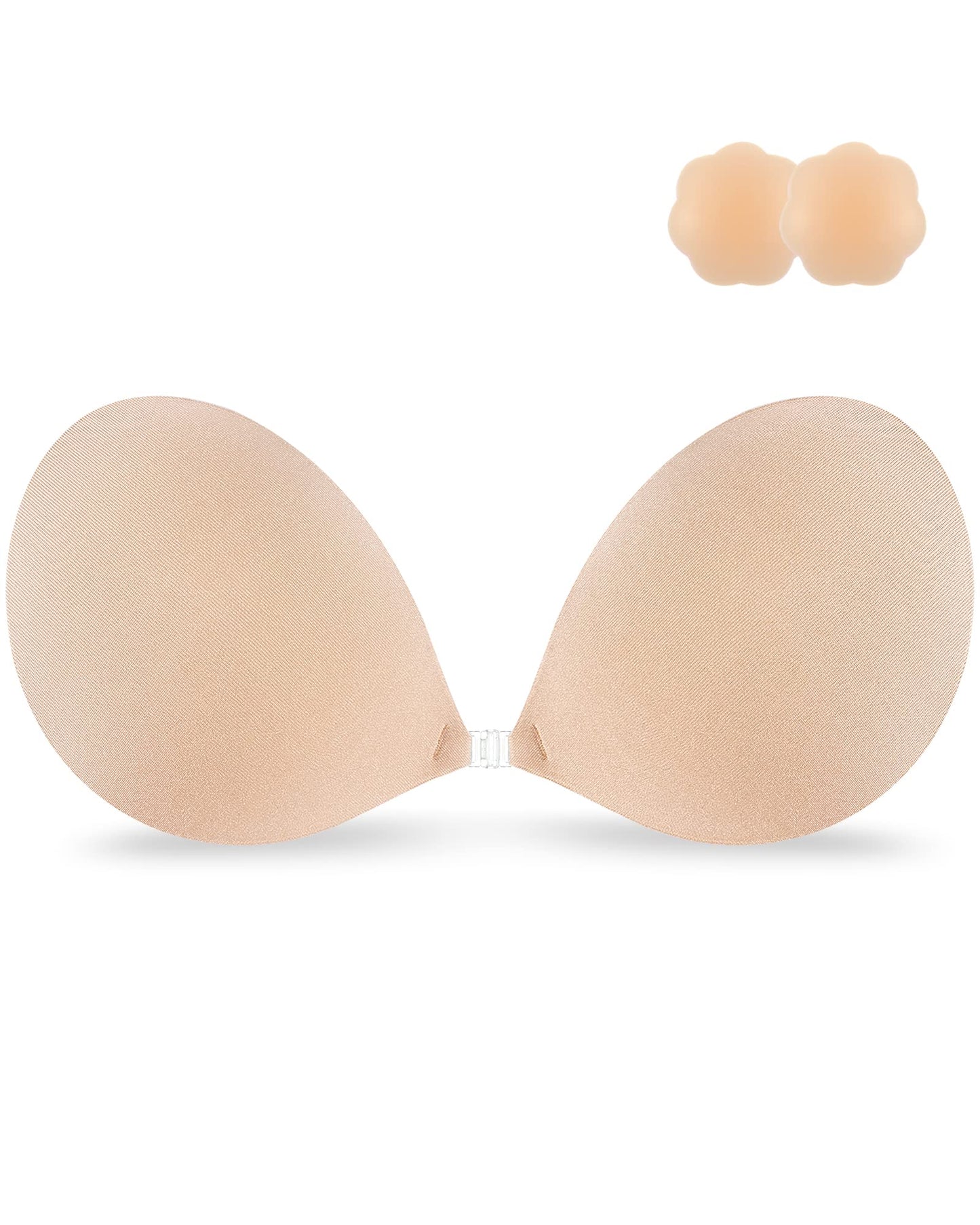 Niidor Adhesive Bra Strapless Sticky Invisible Push up Silicone Bra for Backless Dress with Nipple Covers