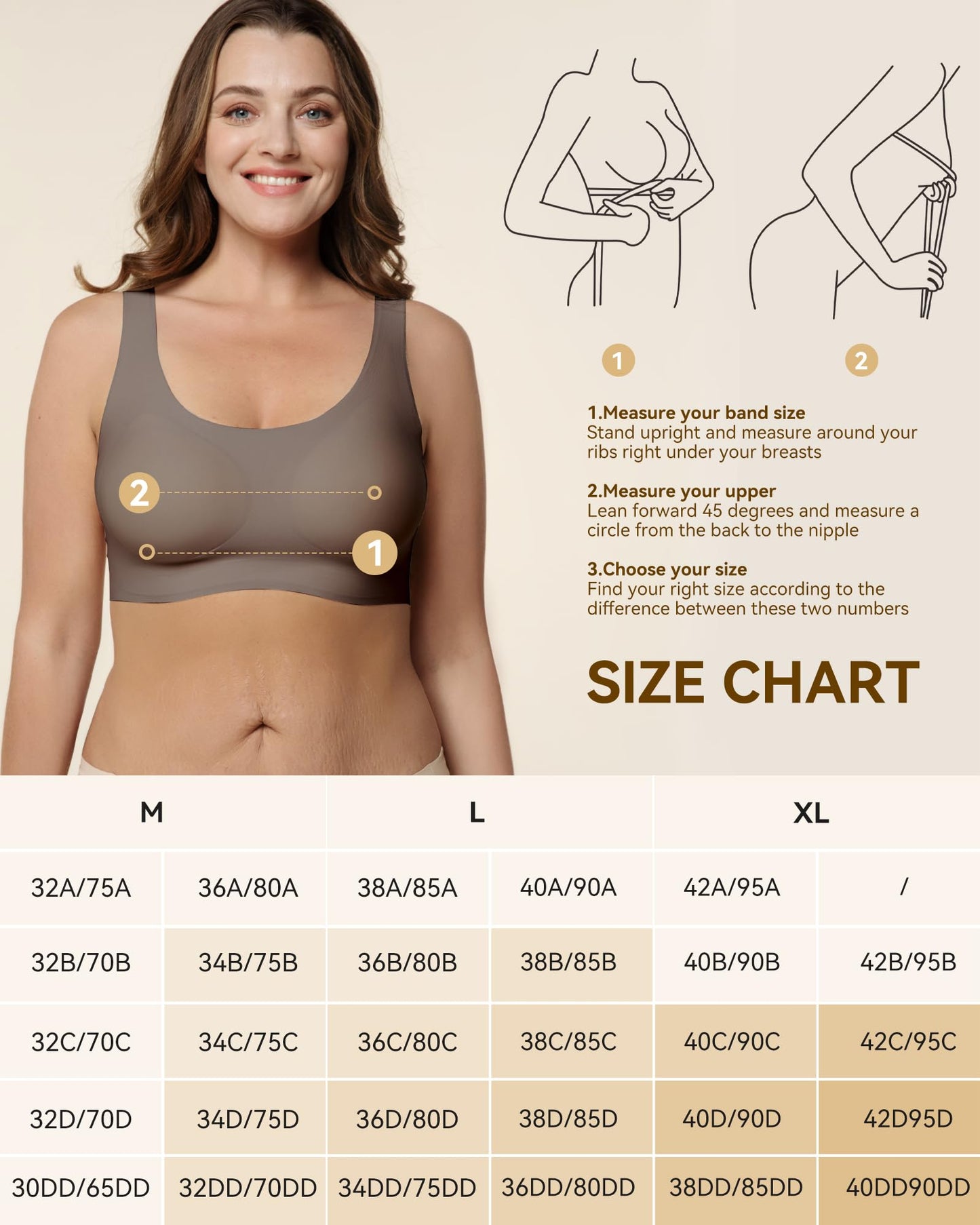 Niidor Seamless Bra for Women Invisible Wireless Soft Comfortable Daily Wire Free T-Shirt Bra with Removable Pads
