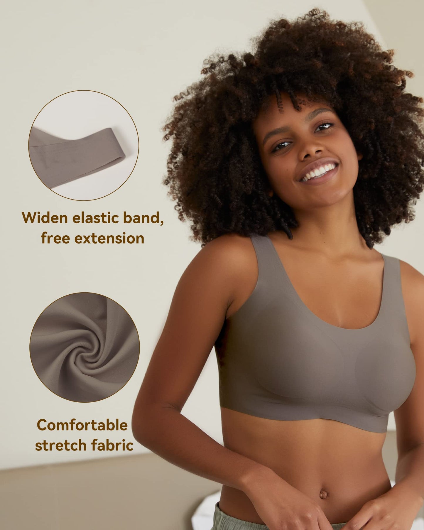 Niidor Seamless Bra for Women Invisible Wireless Soft Comfortable Daily Wire Free T-Shirt Bra with Removable Pads