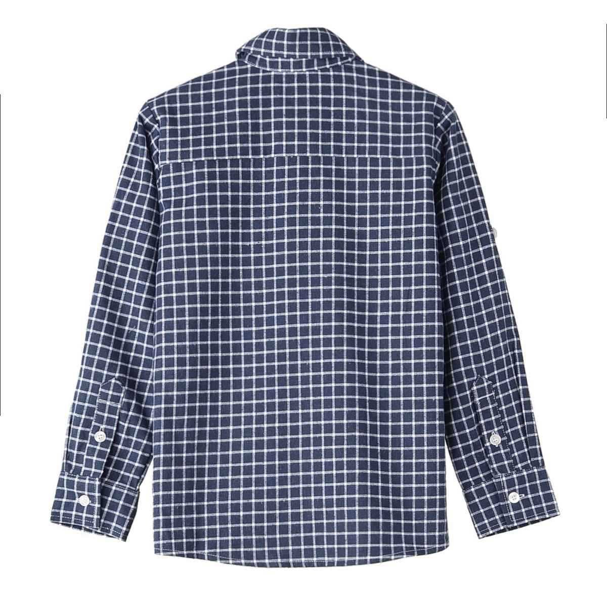 BIENZOE Jungen Warmer Flanell-Knopf Unten Langarmshirts Hemd