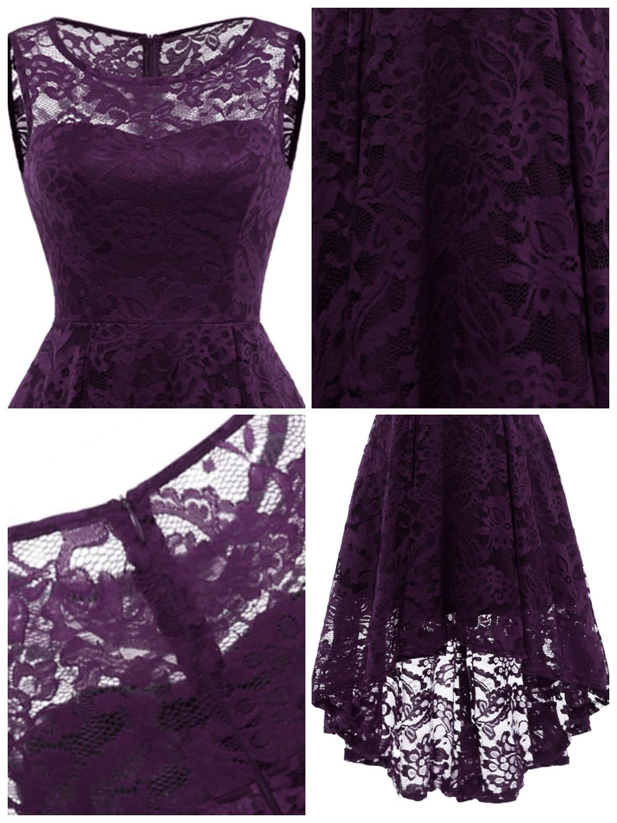 MuaDress Elegant Cocktail Dresses Evening Dresses Women's Dresses Bridesmaid Dresses Made of Lace Knee-Length Rockabilly Ball Gown Round Neckline