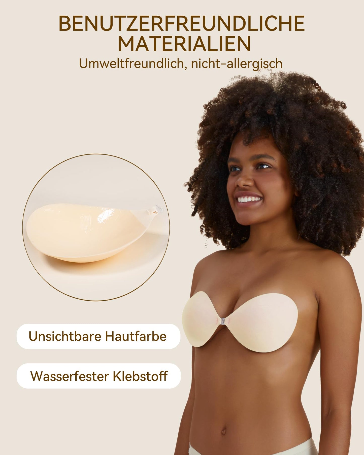 Niidor Macaron Adhesive Bra Invisible Sticky Strapless Push Up Reusable Silicone Bra for Backless Dress with Nipple Covers