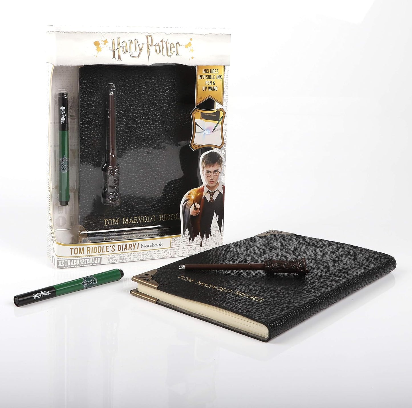 Harry Potter Tom Riddle's Diary Notebook, House Slytherin Pen, & UV Magic Wand | Official Wizarding World - Harry Potter merchandise, toys and collectibles