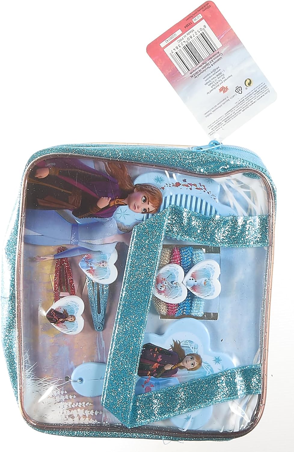 Joy Toy Disney Frozen 19384 Set of 2 Hair Accessories in PVC Glitter Bag, Multi-Colour, **Children**