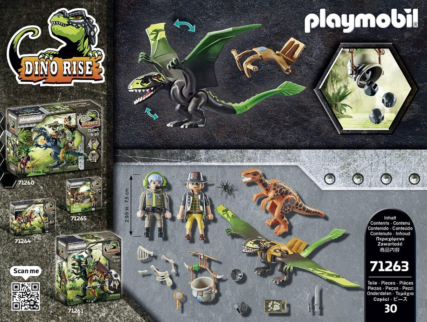 PLAYMOBIL Dino Rise 71263 Dimorphodon, Dinosaur Removable Armour with Standing Seat, Pterosaur with Large Drop Mechanism, Toy for Children from 5 Years