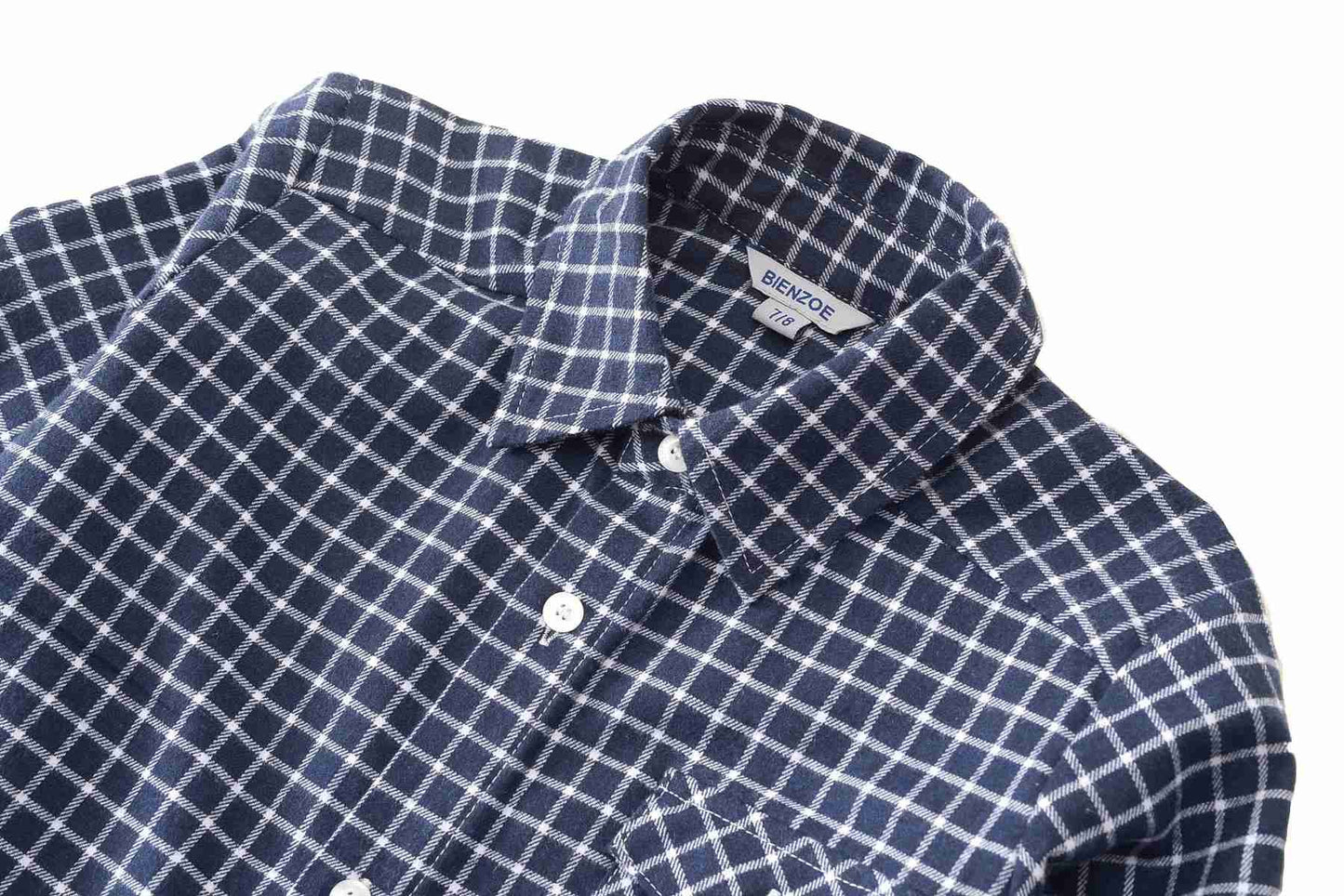 BIENZOE Jungen Warmer Flanell-Knopf Unten Langarmshirts Hemd