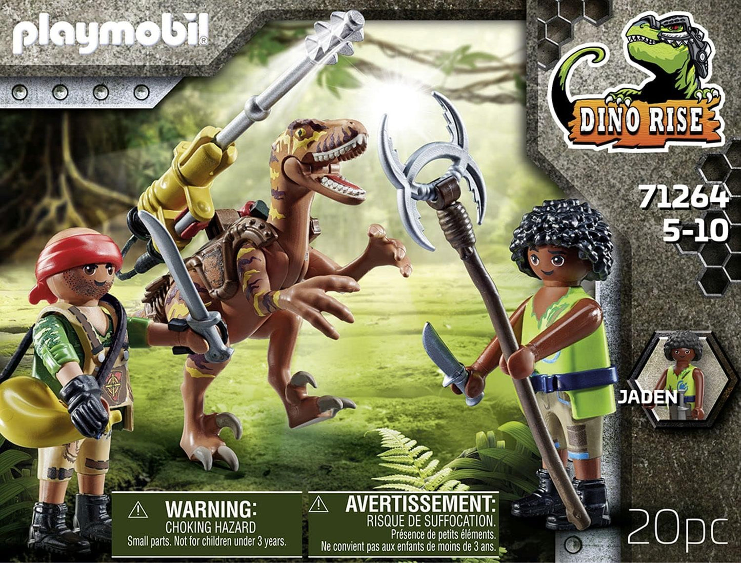 PLAYMOBIL Dino Rise 71264 Deinonychus, Dinosaur with Removable, Pivoting Cannon, Toy for Children from 5 Years