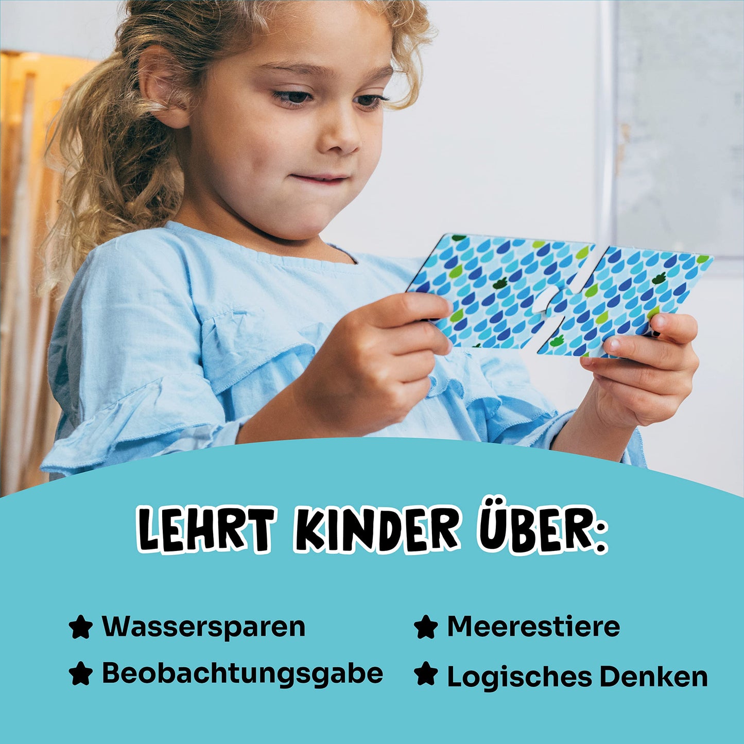 Adventerra Games, Ecologic Puzzle Don't waste water, Duo Puzzle, Children from 2 years, Montessori educational games, Ecological games