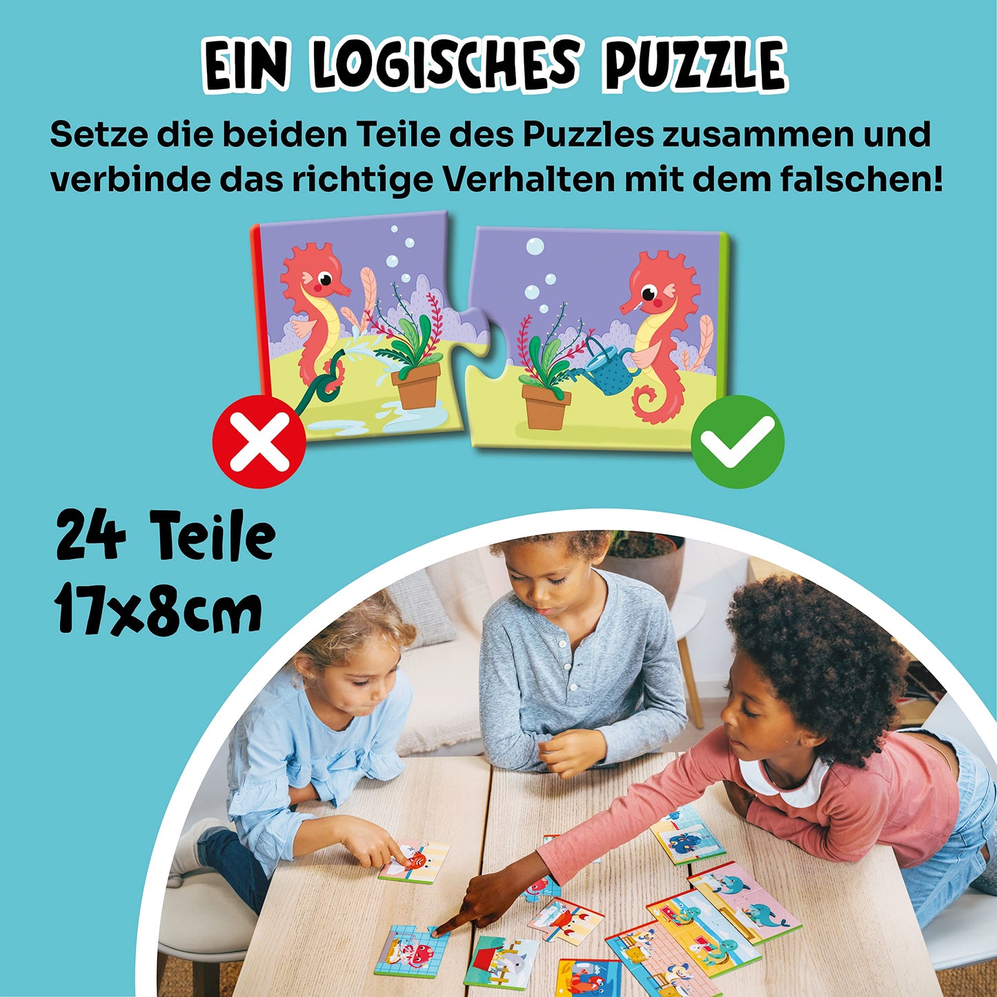 Adventerra Games, Ecologic Puzzle Don't waste water, Duo Puzzle, Children from 2 years, Montessori educational games, Ecological games