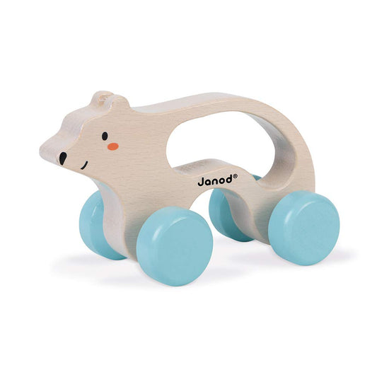 Janod - Mobiler Bär aus Holz - Baby- und Kleinkindspielzeug - Entwicklung von Motorik und Fantasie - Ergonomischer Griff - Partnerschaft mit dem WWF- FSC-zertifiziert - Ab 1 Jahr, J08605