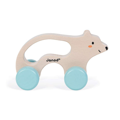 Janod - Mobiler Bär aus Holz - Baby- und Kleinkindspielzeug - Entwicklung von Motorik und Fantasie - Ergonomischer Griff - Partnerschaft mit dem WWF- FSC-zertifiziert - Ab 1 Jahr, J08605