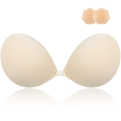 Niidor Macaron Adhesive Bra Invisible Sticky Strapless Push Up Reusable Silicone Bra for Backless Dress with Nipple Covers