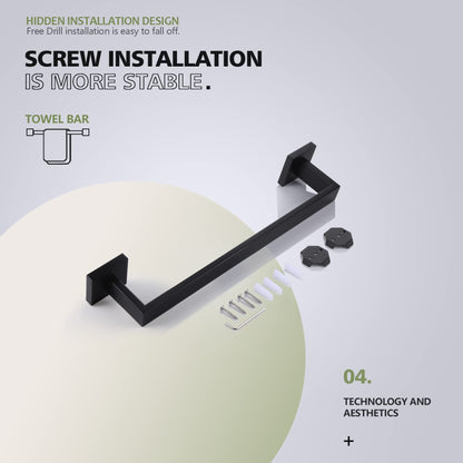 KOKOSIRI 16" Wall Mounted Towel Rack for Bathroom Kitchen SUS304 Stainless Steel Matte Black B4003BK-L16