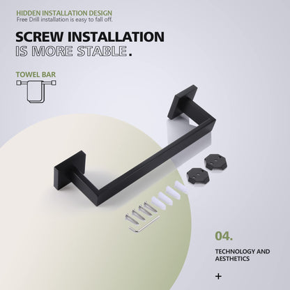 KOKOSIRI 16" Wall Mounted Towel Rack for Bathroom Kitchen SUS304 Stainless Steel Matte Black B4003BK-L16