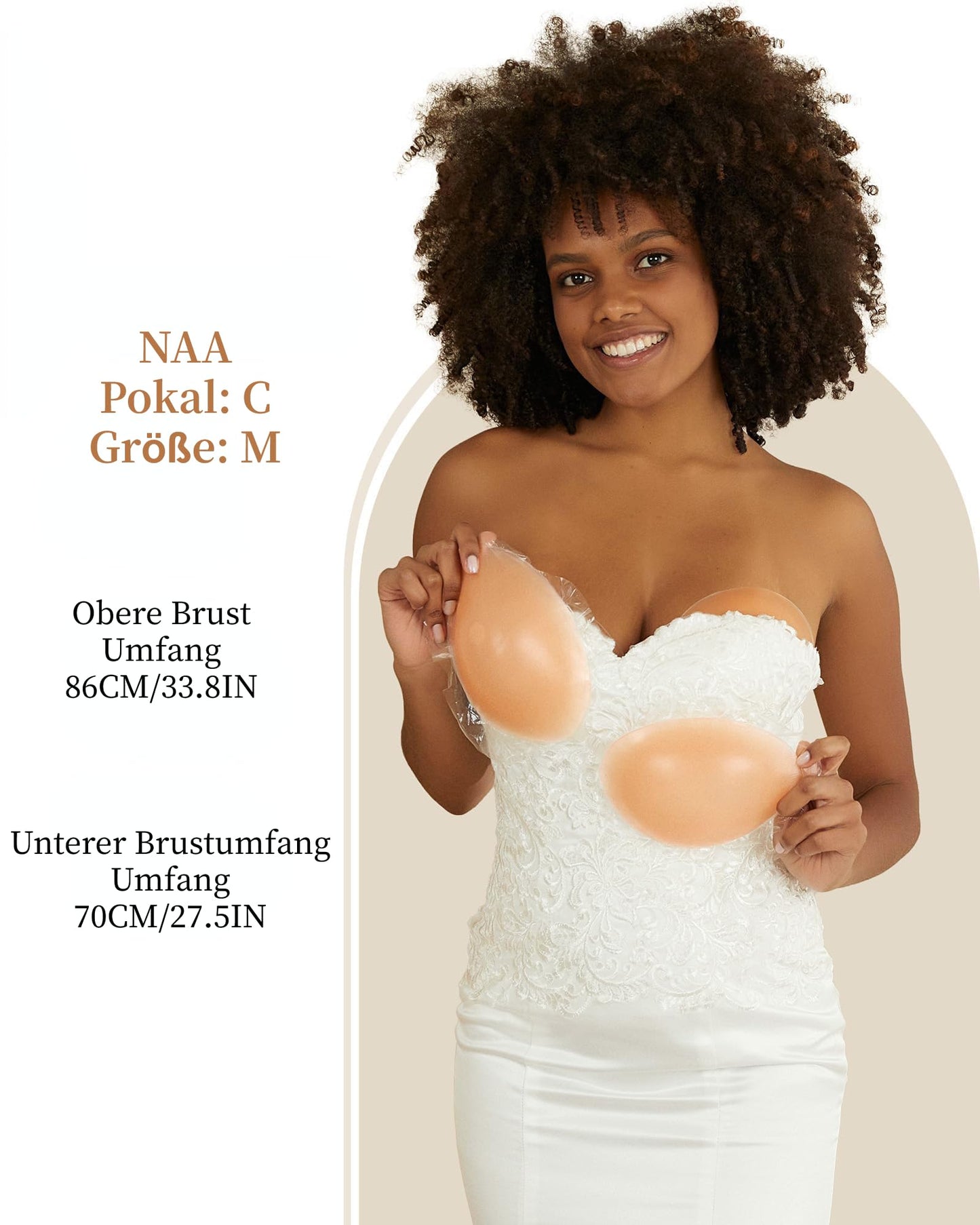 Niidor Adhesive Bra Strapless Sticky Invisible Push up Silicone Bra for Backless Dress with Nipple Covers