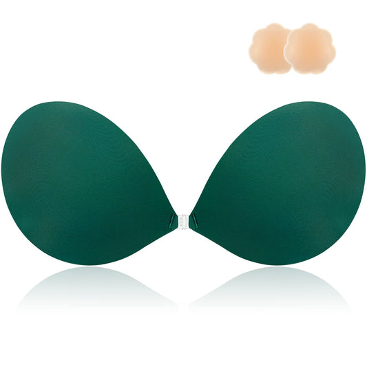 Niidor Macaron Adhesive Bra Invisible Sticky Strapless Push Up Reusable Silicone Bra for Backless Dress with Nipple Covers