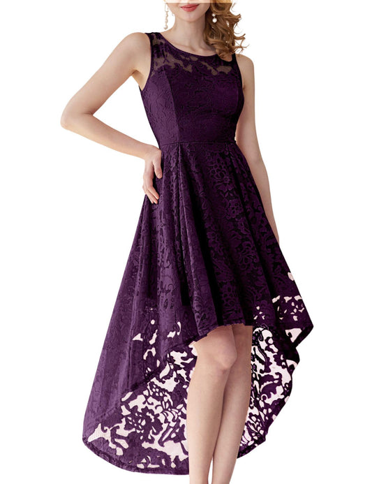 MuaDress Elegant Cocktail Dresses Evening Dresses Women's Dresses Bridesmaid Dresses Made of Lace Knee-Length Rockabilly Ball Gown Round Neckline