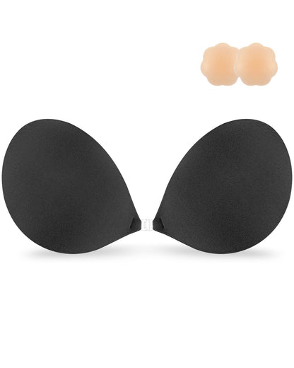 Niidor Adhesive Bra Strapless Sticky Invisible Push up Silicone Bra for Backless Dress with Nipple Covers