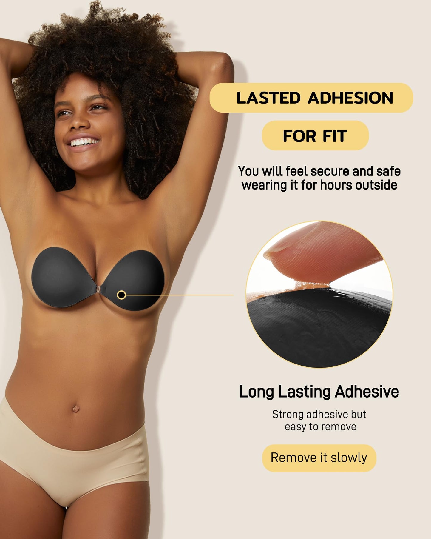 Niidor Adhesive Bra Strapless Sticky Invisible Push up Silicone Bra for Backless Dress with Nipple Covers