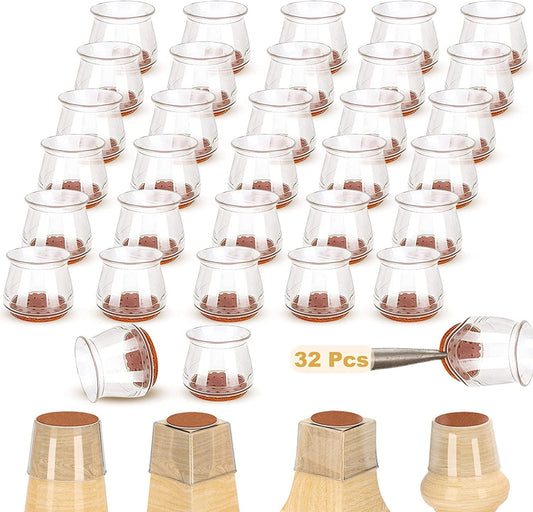 AceMining Pack of 32 Size M Chair Leg Caps, Thick Chair Leg Protectors, Silicone Chair Socks, Protective Caps for Chair Legs, Round Chair Leg Caps, Floor Protectors for Chairs, Round Chair Caps