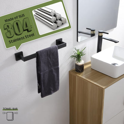KOKOSIRI 16" Wall Mounted Towel Rack for Bathroom Kitchen SUS304 Stainless Steel Matte Black B4003BK-L16