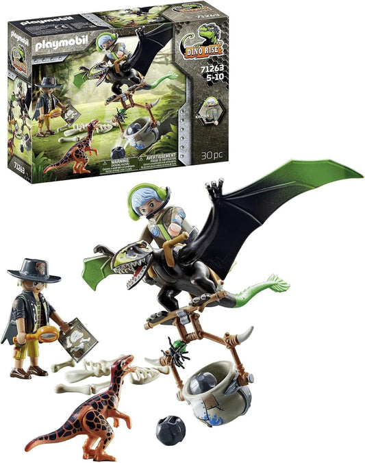 PLAYMOBIL Dino Rise 71263 Dimorphodon, Dinosaure Armure Amovible avec Siège Debout, Ptérosaure avec Grand Mécanisme de Chute, Jouet pour Enfants à partir de 5 Ans 