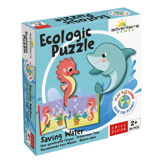 Adventerra Games, Ecologic Puzzle Don't waste water, Duo Puzzle, Children from 2 years, Montessori educational games, Ecological games
