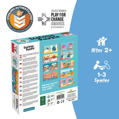 Adventerra Games, Ecologic Puzzle Don't waste water, Duo Puzzle, Children from 2 years, Montessori educational games, Ecological games